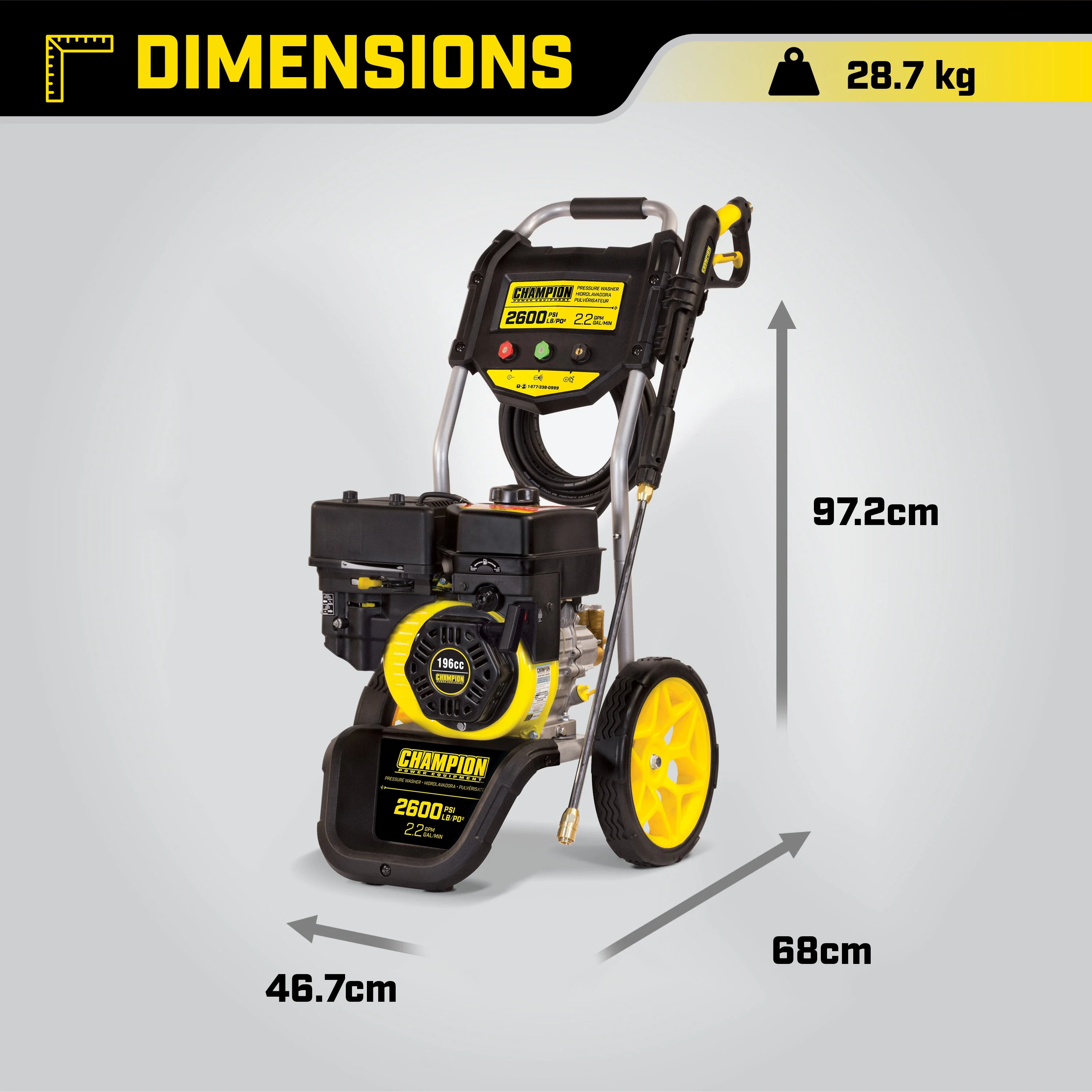 Champion Petrol Pressure Washer 179 Bar (2600 PSI) 8.3 LPM - Image 5