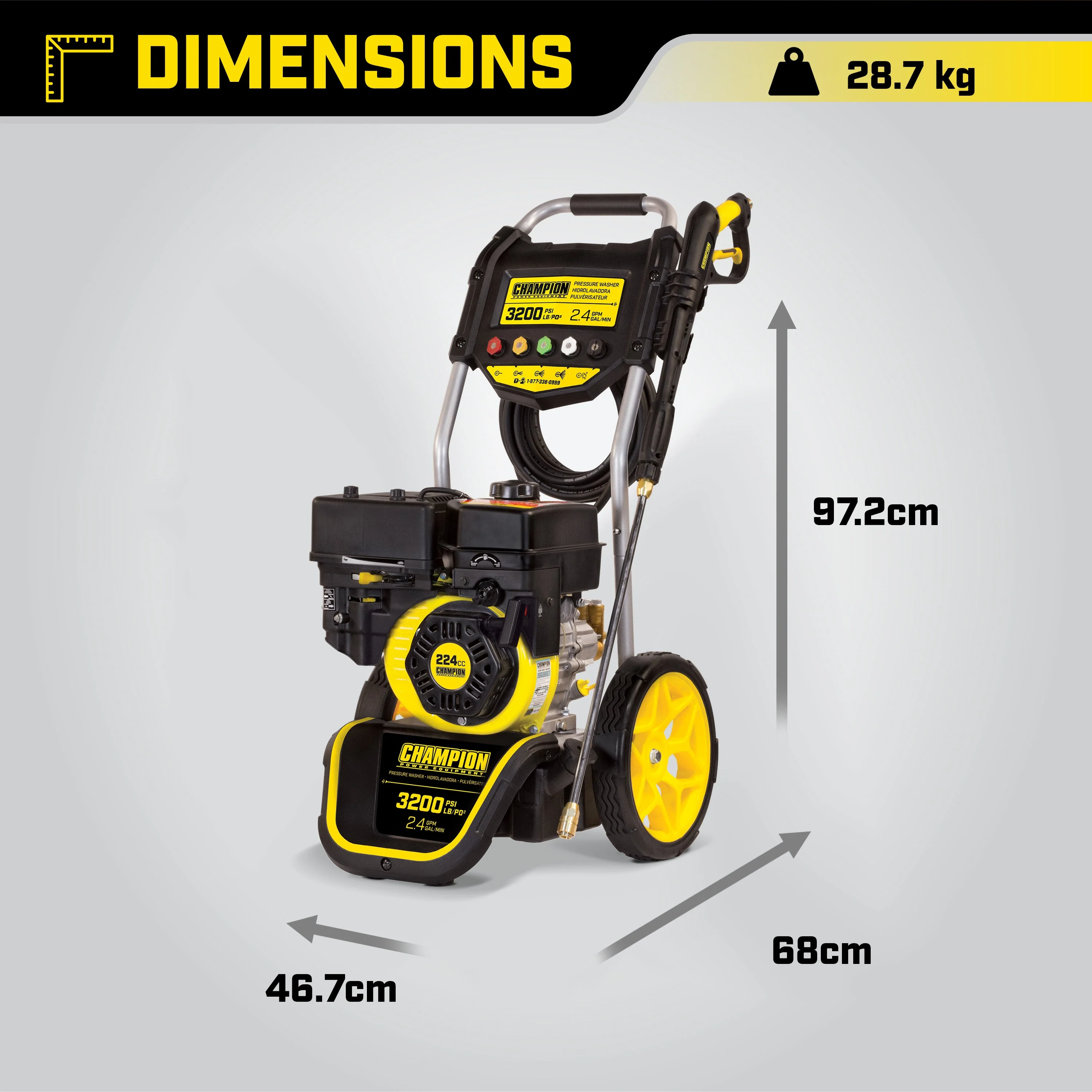Champion Petrol Pressure Washer 220 Bar (3200 PSI) 9.0 LPM - Image 4